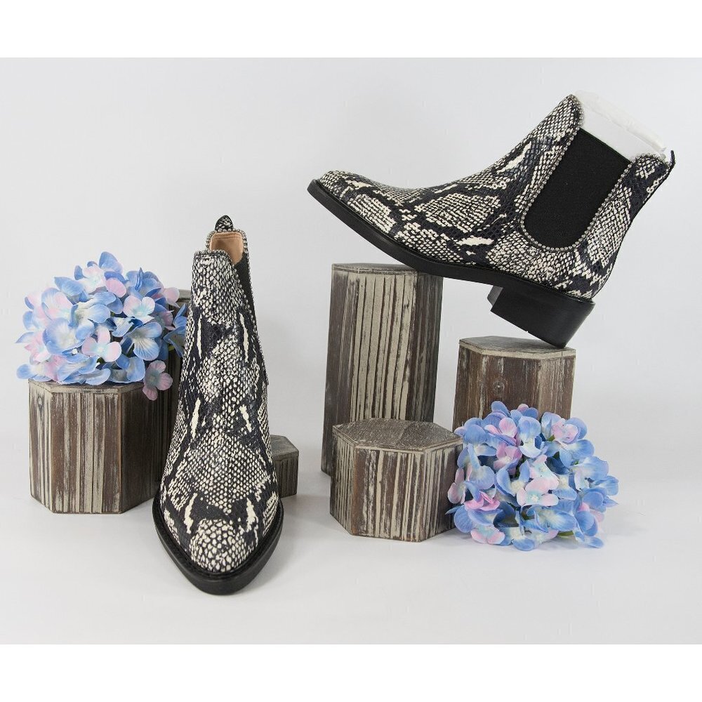 Coach Snake Leather Bowery Beaded Booties Boots 6